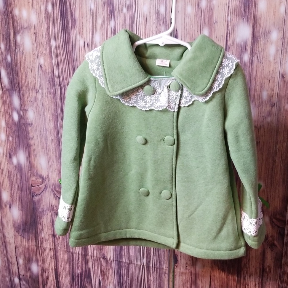 New green kids pea coat